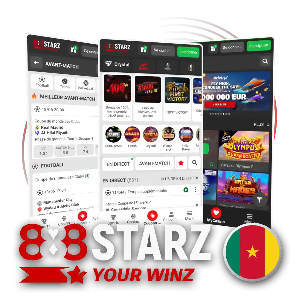 Téléchargez l'application officielle iOS ou Android sur 888starz au Cameroun.