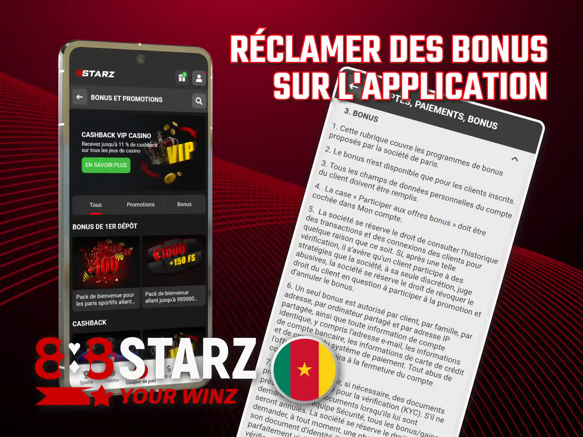 Réclamez votre bonus d'application officielle 888starz après votre inscription.