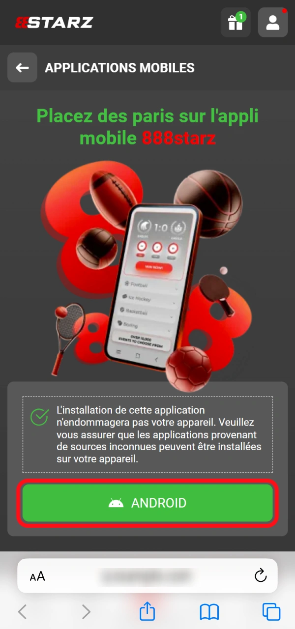 Téléchargez l'application 888starz pour commencer créez votre compte.