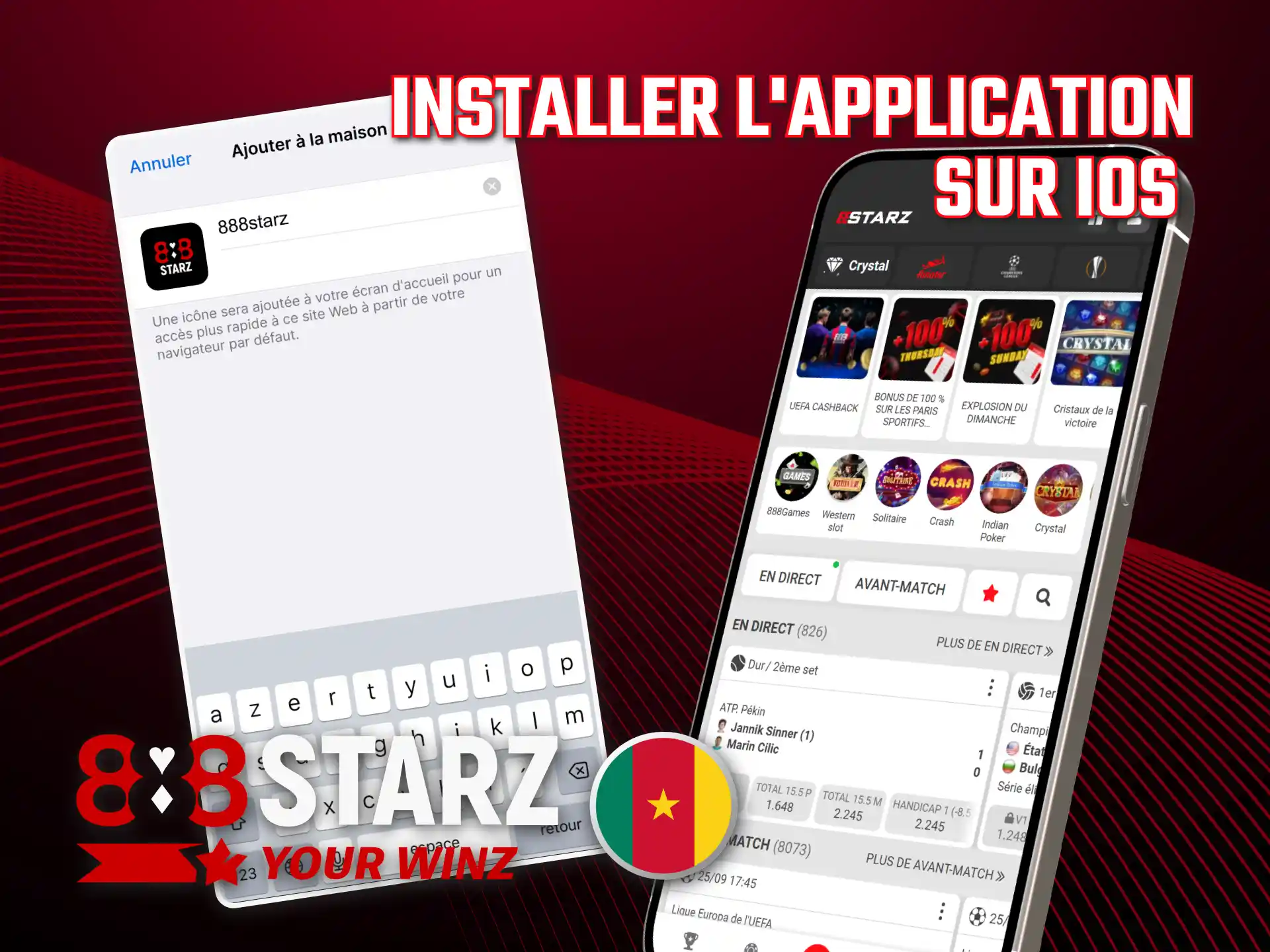 Installez l'application 888starz sur votre iPhone en utilisant Safari.