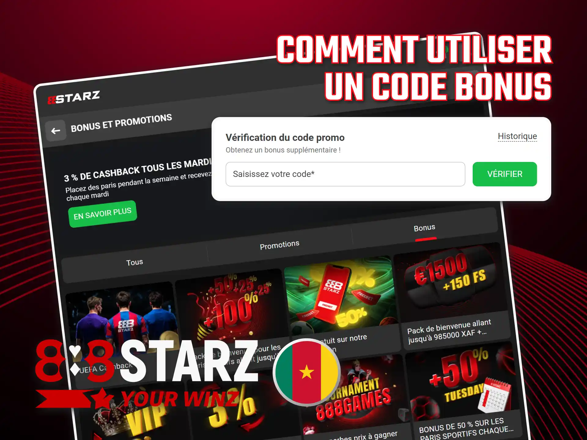 Apprenez à utiliser judicieusement votre bonus de 888starz Cameroun officiel.