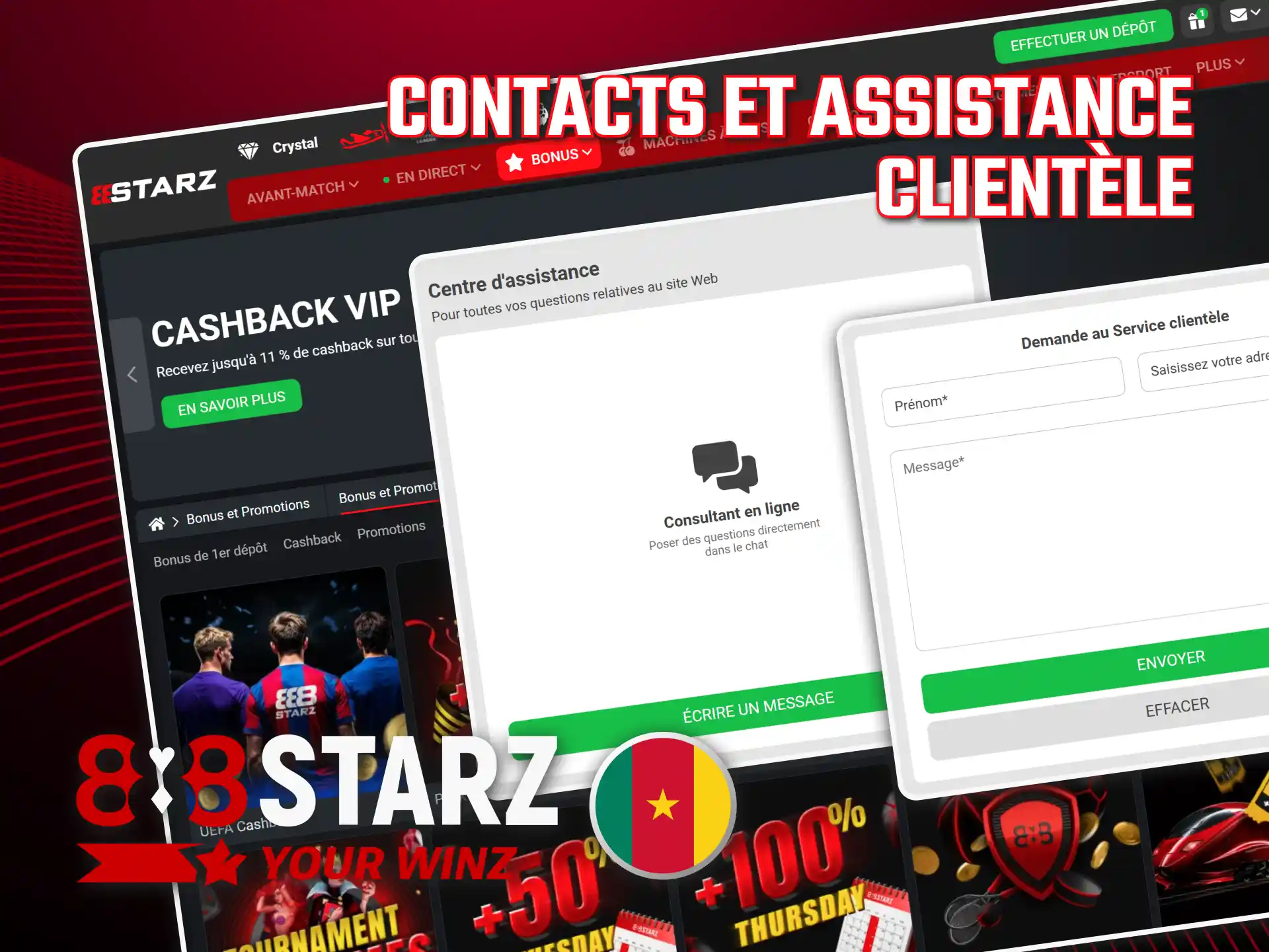 Contactez l'assistance 888starz pour des questions sur les bonus.