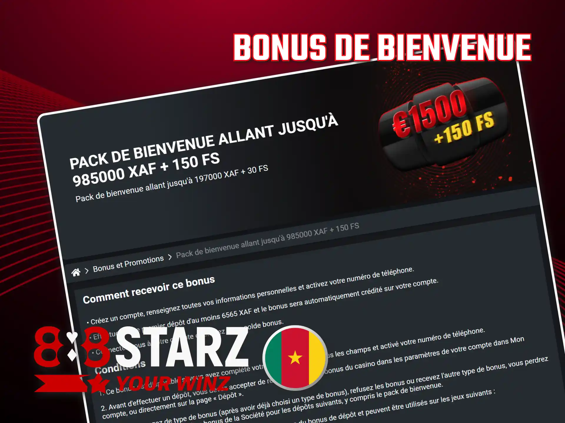 Découvrez le bonus de bienvenue 888starz pour les joueurs camerounais.