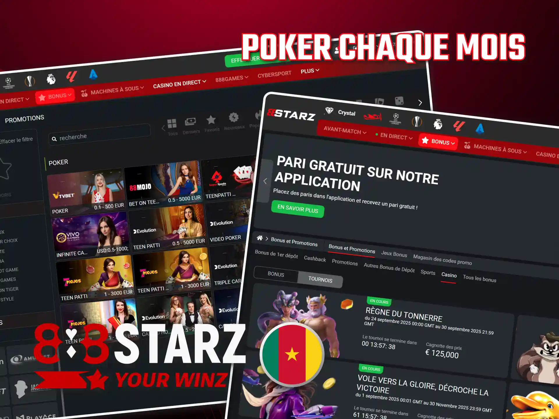 Participez au tournoi poker mensuel 888starz gagnez des récompenses incroyables.