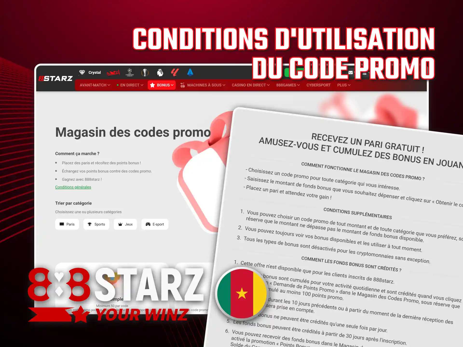 Suivez les étapes pour appliquer correctement votre code promotionnel 888starz.