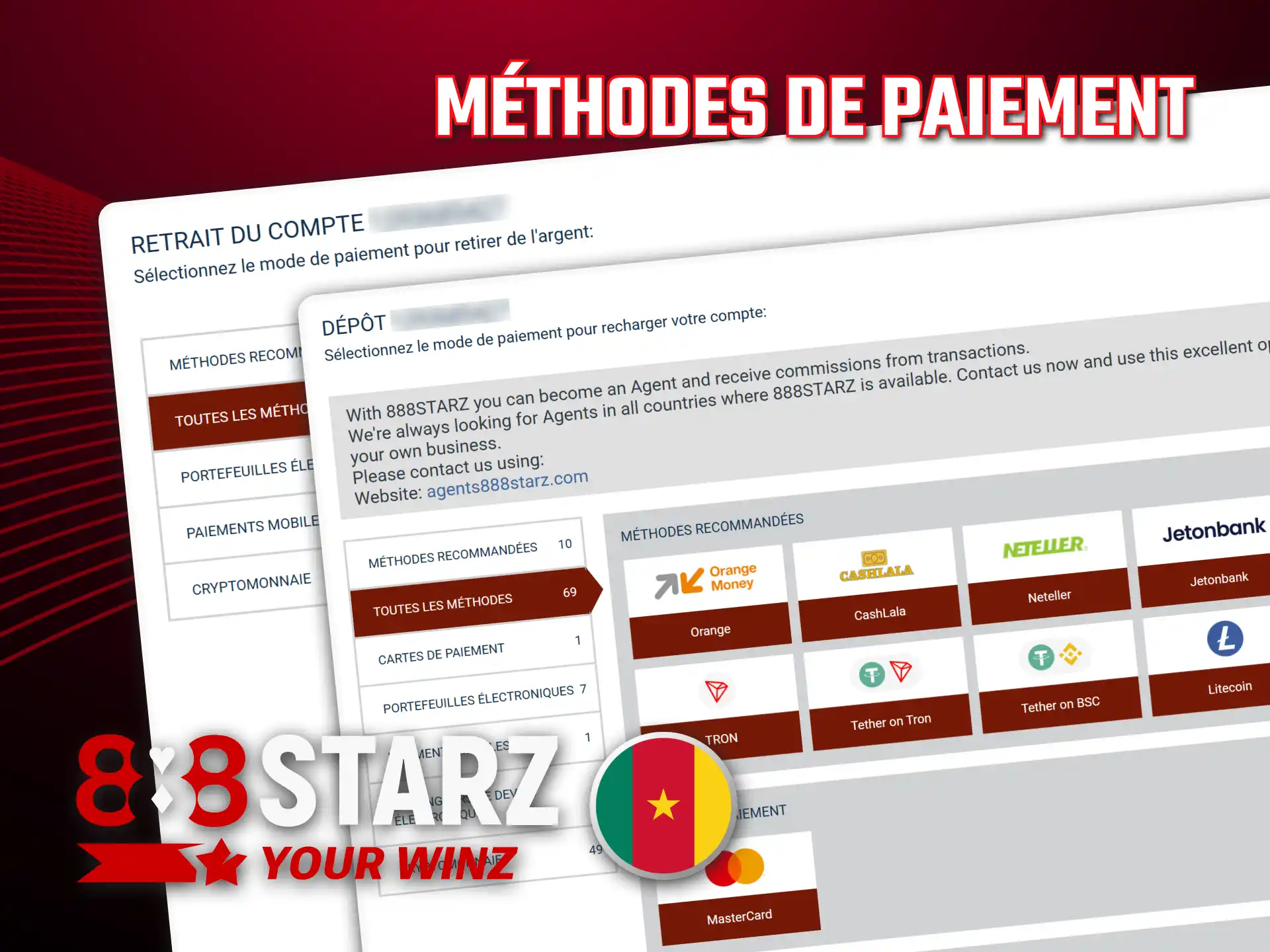Créez votre compte et utilisez méthodes de paiement sur 888starz.