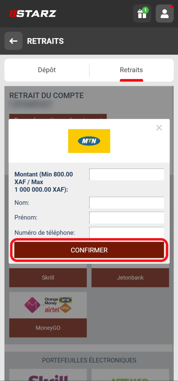 Validez votre demande de retrait en ligne sur 888starz officiel.