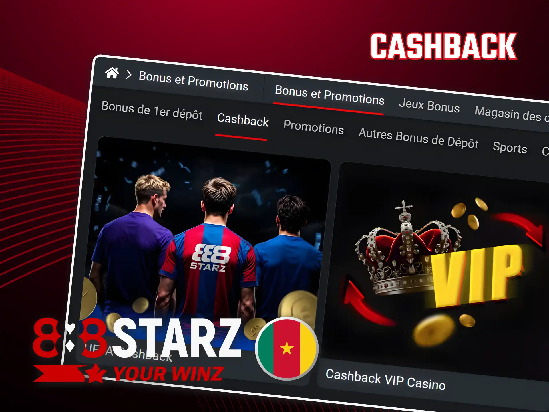 Découvrez comment gagner du cashback auprès de 888starz Cameroun officiel.