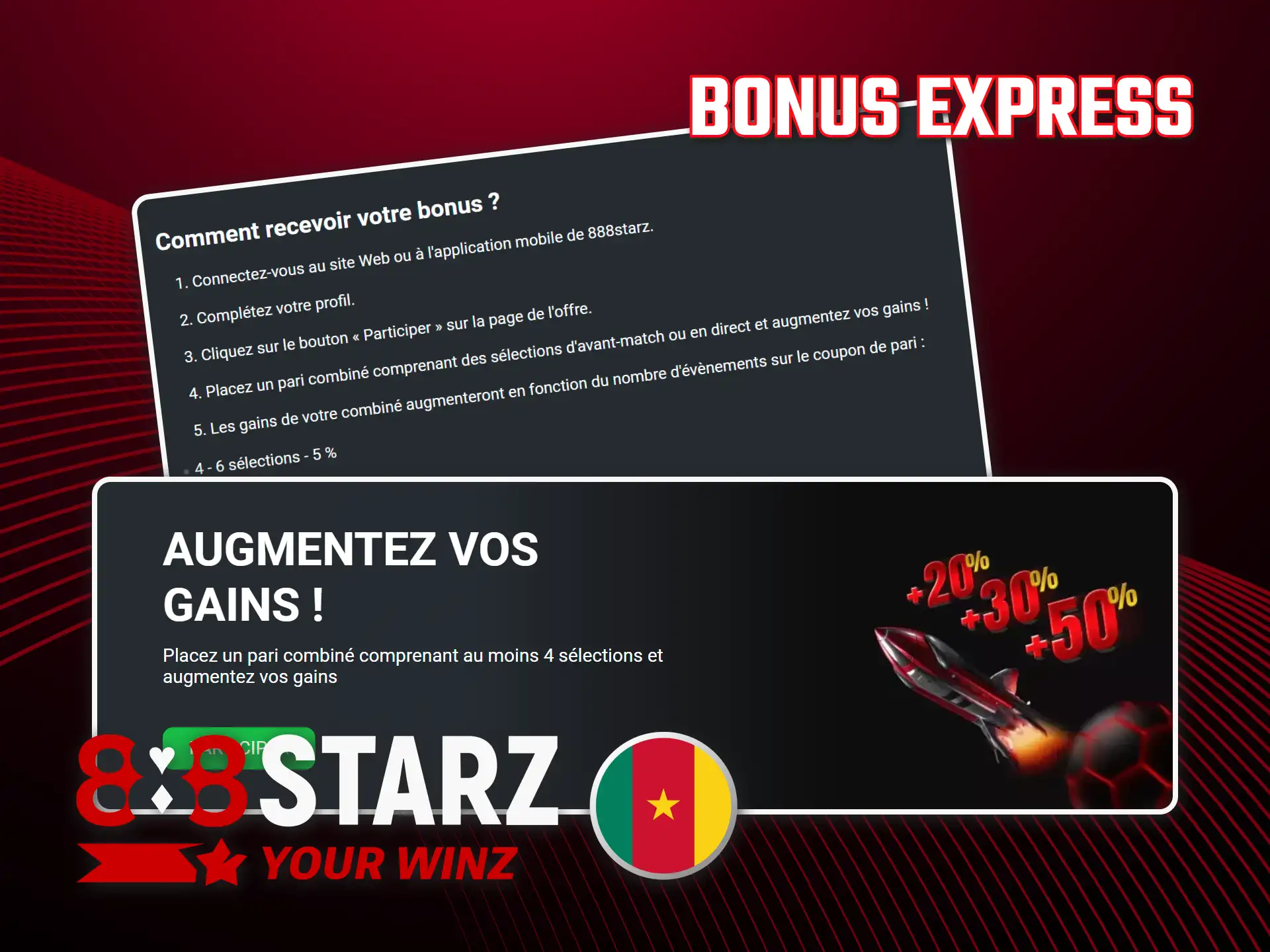 888starz Cameroun offre des bonus express sur vos paris.
