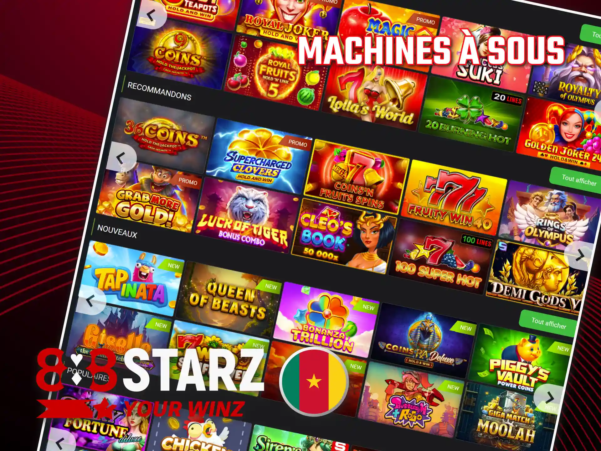 Découvrez les machines à sous sur casino 888starz au Cameroun.