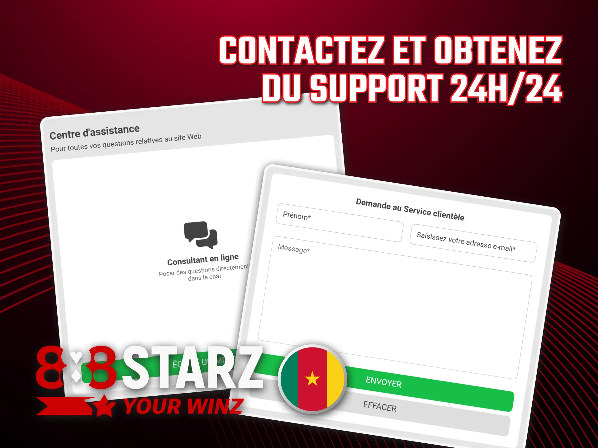 Recevez une assistance en direct sur 888starz Cameroun officiel.